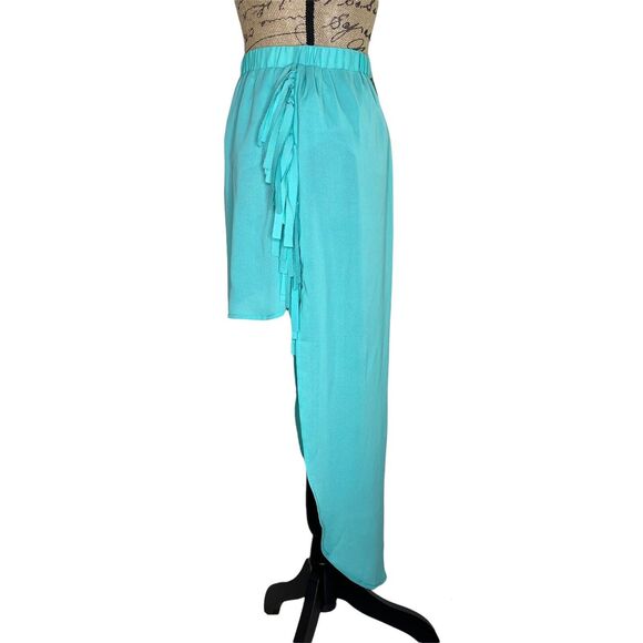 Sugar Lips Festival Breeze Skirt Aqua Color Fringe High Low Stretch NEW Size M - Picture 1 of 11